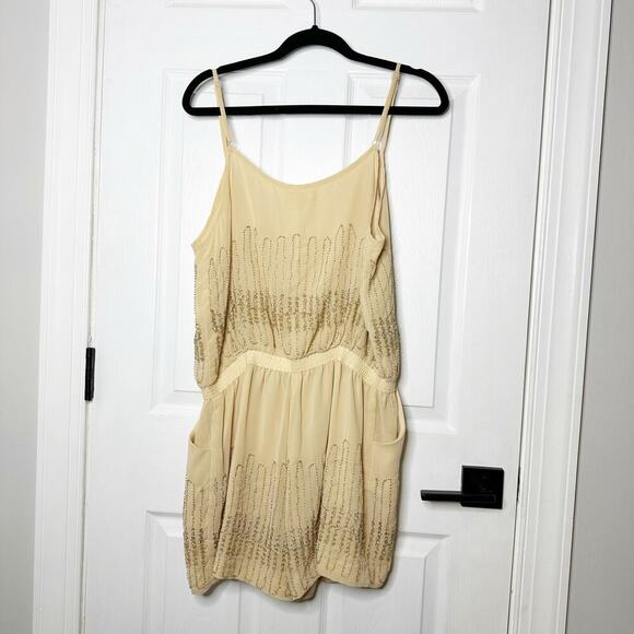 Freeway Sz Large‎ Cream Beaded Sequin Sleeveless Strappy Dressy Romper - Picture 7 of 7